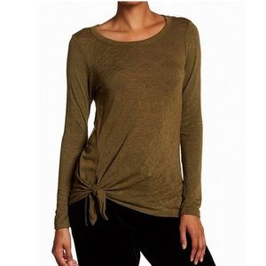 Bobeau Asymmetrical Knot Hem Knit Top